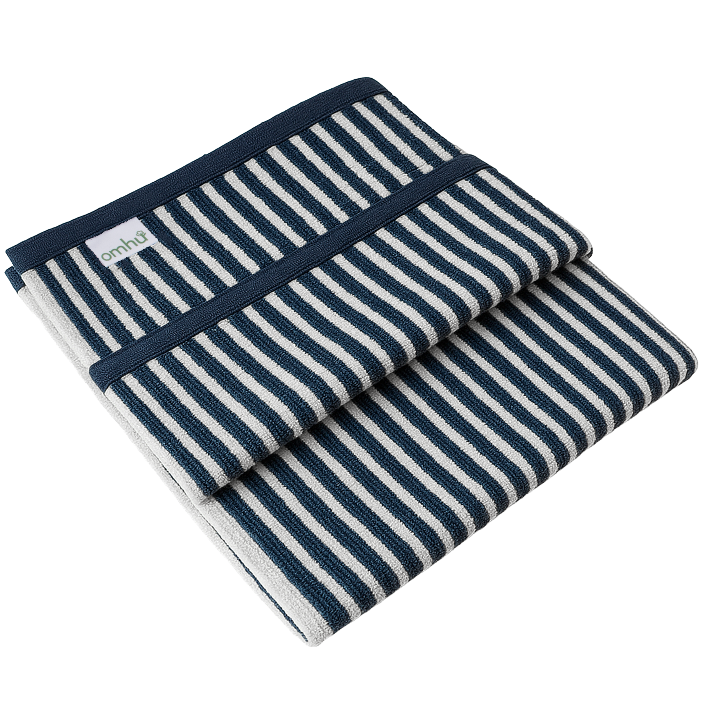 Frotté / Velour Håndklæde - Navy strib