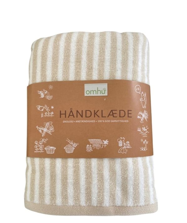 Frotté / Velour Håndklæde Strib - Sand