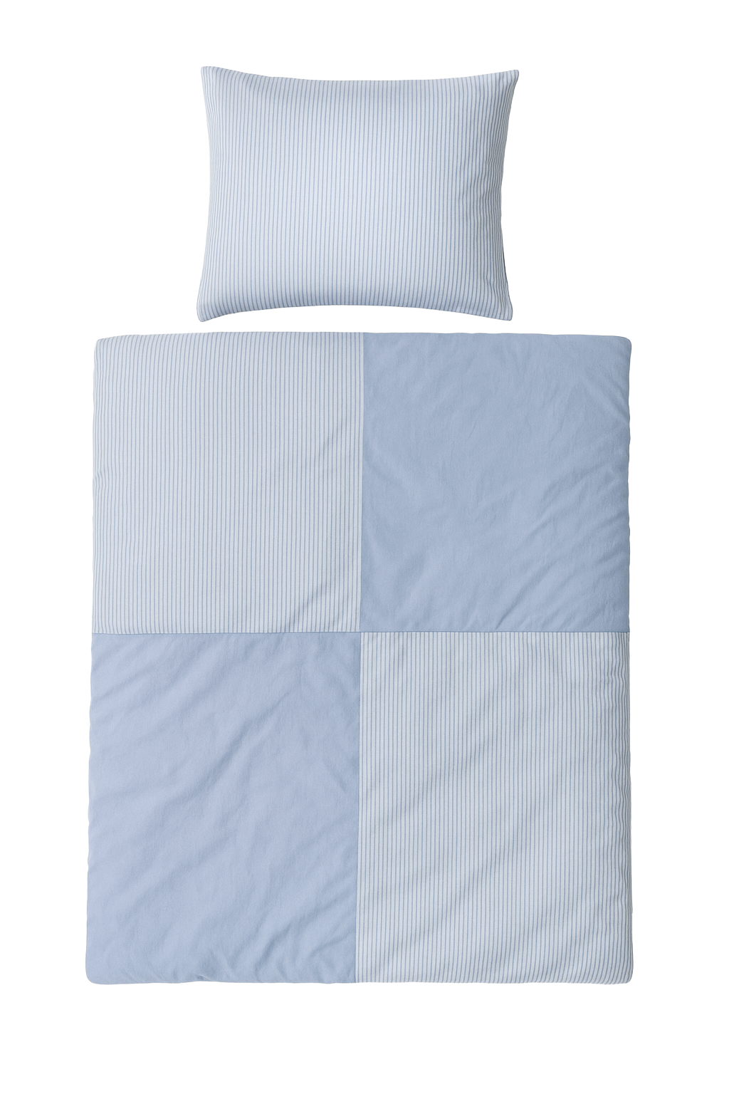 Mini strib Patchwork sengesæt - blå