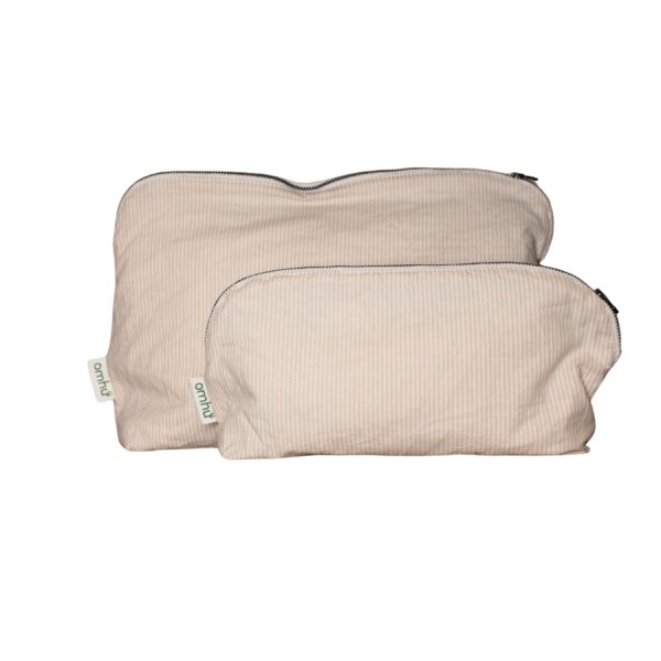 omhu makeup pung 34x24 cm - mini strib Sand - Image 3