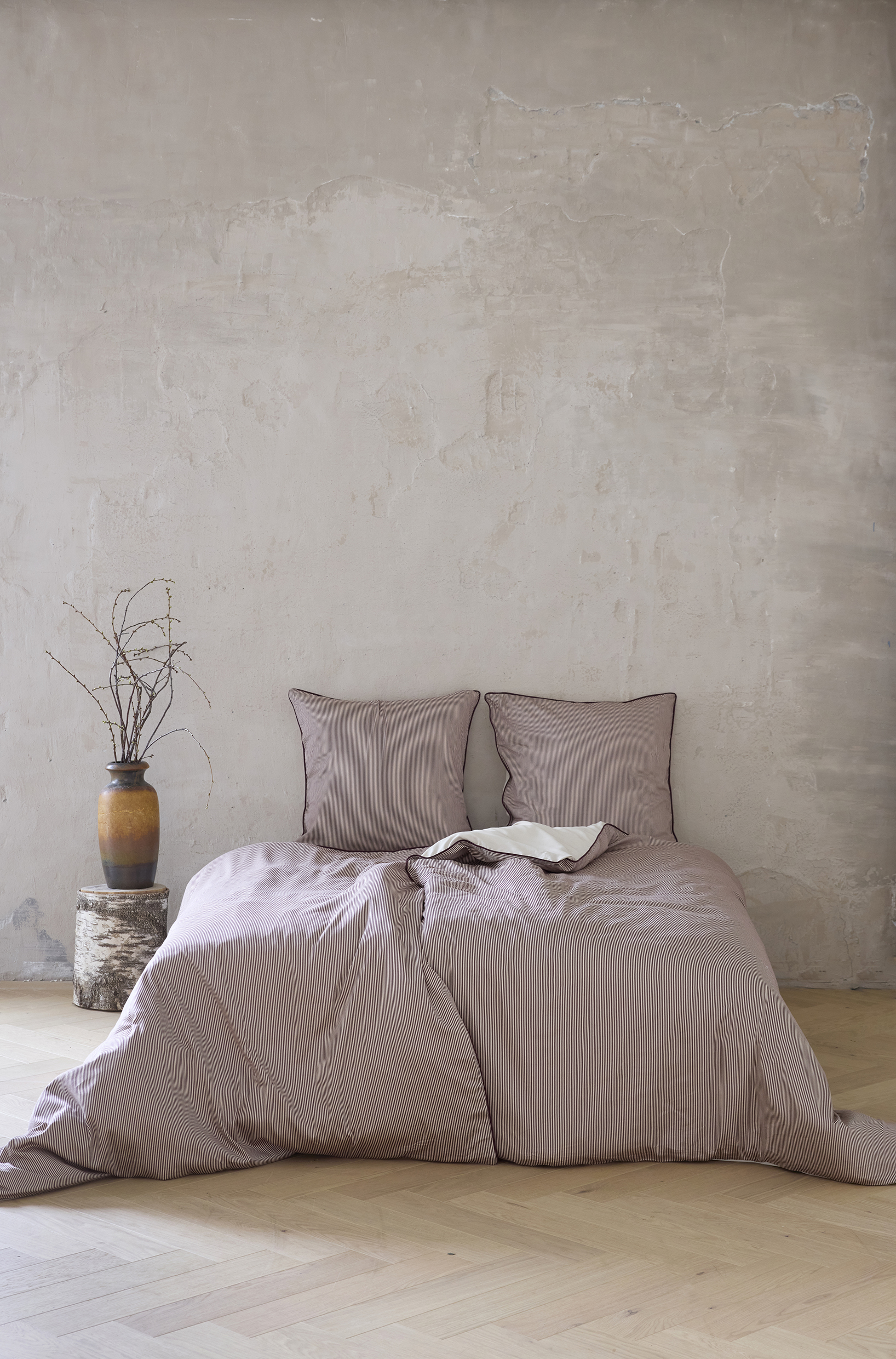 Pin stripe med piping / Royal/Sand - Billede 3